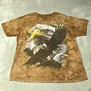 The Mountain T Shirt Bald Eagle Graphic Tie Dye Brown Men Size XL